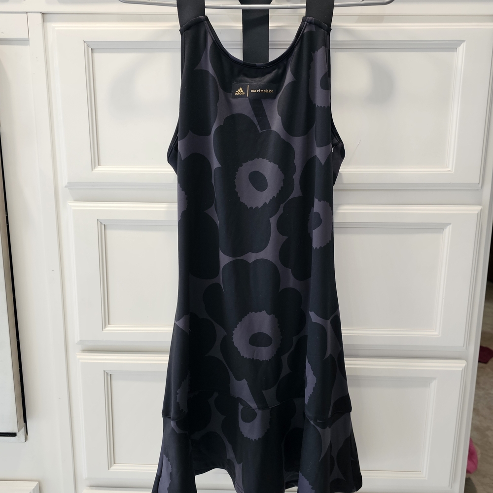 Marimekko Tennis Y Adidas Black Floral Tank Mini Dress